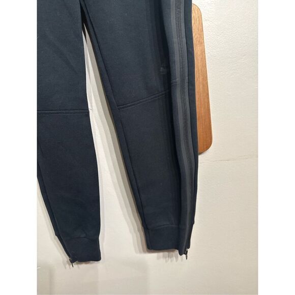 Nike Black Cotton Blend Fleece Tapered Joggers Zipper Ankle Sweatpants Small - Picture 3 of 6